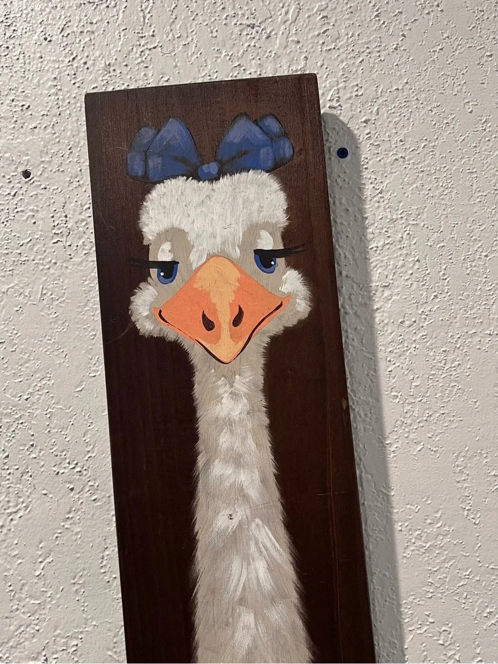 Vintage Hand Painted Ostrich Mug Rack Folk Art Wall Decor
